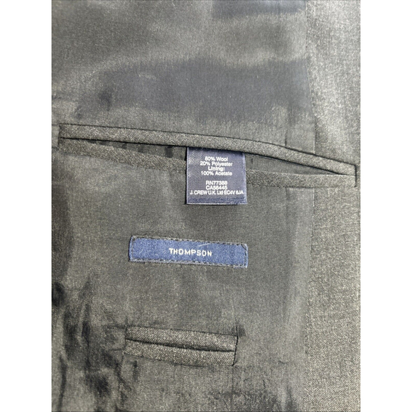 J Crew Blazer Mens 44L Black Thompson Sport Coat 2 Button DBL Vented Jacket - Picture 8 of 8